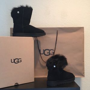 Ugg black Swarovski fur boots Black Shoes booties